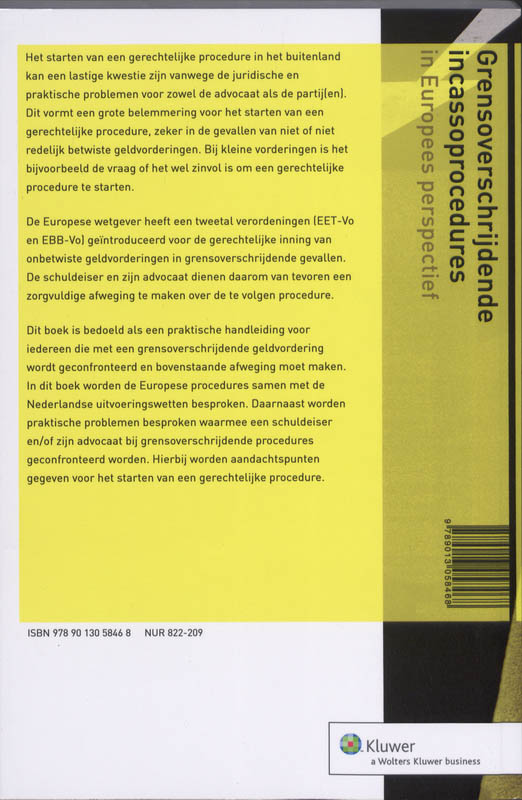 Achterkant van Grensoverschrijdende incassoprocedures in Europees perspectief