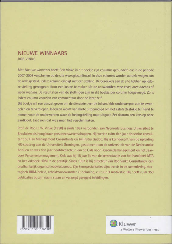 Achterkant van Nieuwe winnaars