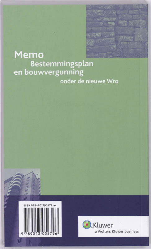 Achterkant van Memo bestemmingsplan en bouwvergunning onder de nieuwe Wro 2008/2009