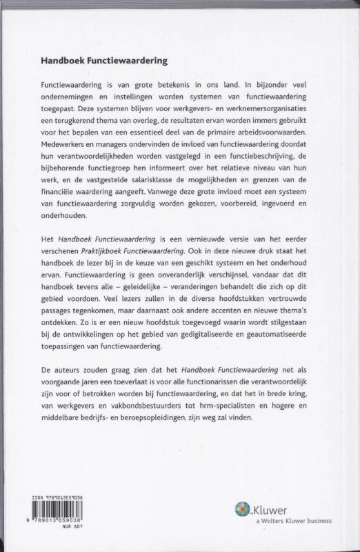 Achterkant van Handboek Functiewaardering