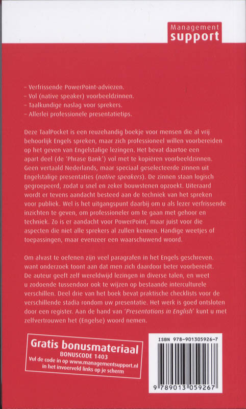 Achterkant van Presentations in English