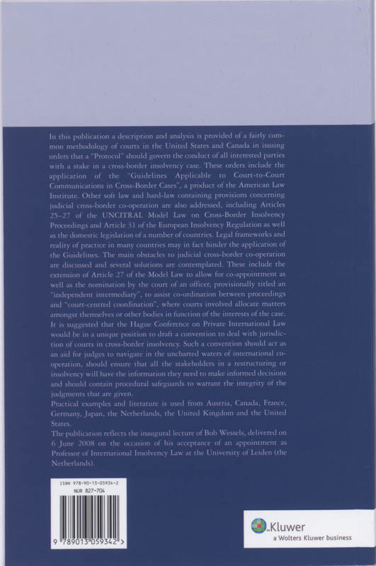 Achterkant van Judicial cooperation in cross-border insolvency cases