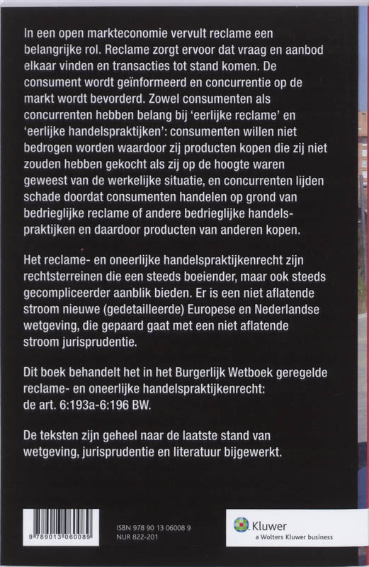 Achterkant van Oneerlijke handelspraktijken, misleidende reclame en vergelijkende reclame