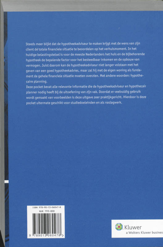 Achterkant van Memo Hypothecaire Planning
