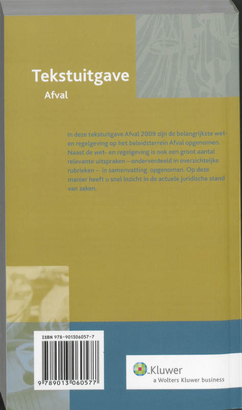 Achterkant van Tekstuitgave Afval 2008/2009