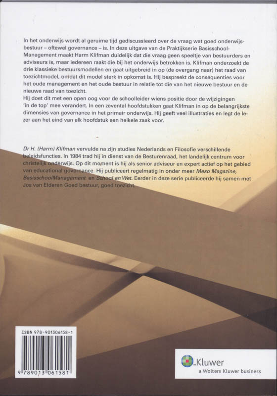 Achterkant van Governance voor de schoolleider primair onderwijs