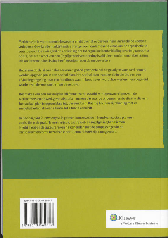 Achterkant van Sociaal plan in 100 vragen