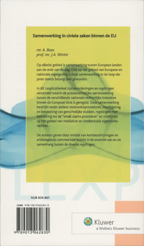 Achterkant van Samenwerking in civiele zaken binnen de EU