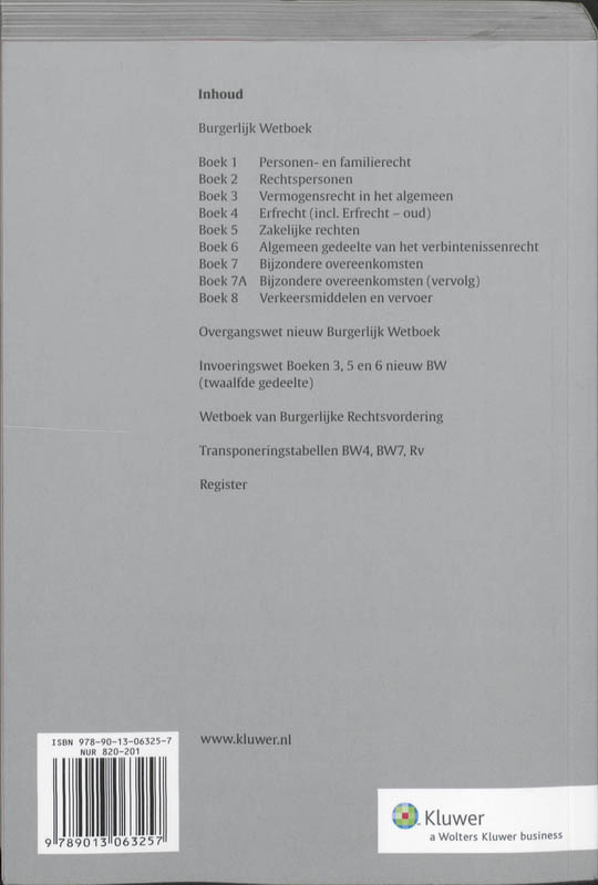 Achterkant van Burgerlijk Wetboek / Wetboek van Burgerlijke Rechtsvordering
