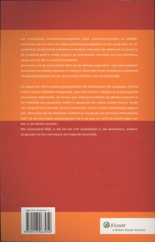 Achterkant van Praktijkboek Arbeidsomstandigheden 2010