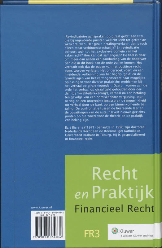 Achterkant van Revindicatoire aanspraken op giraal geld