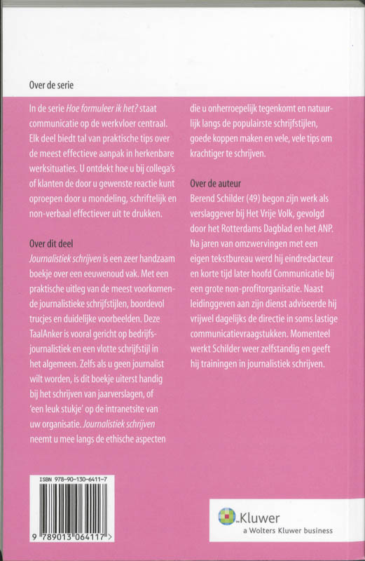 Achterkant van Journalistiek schrijven