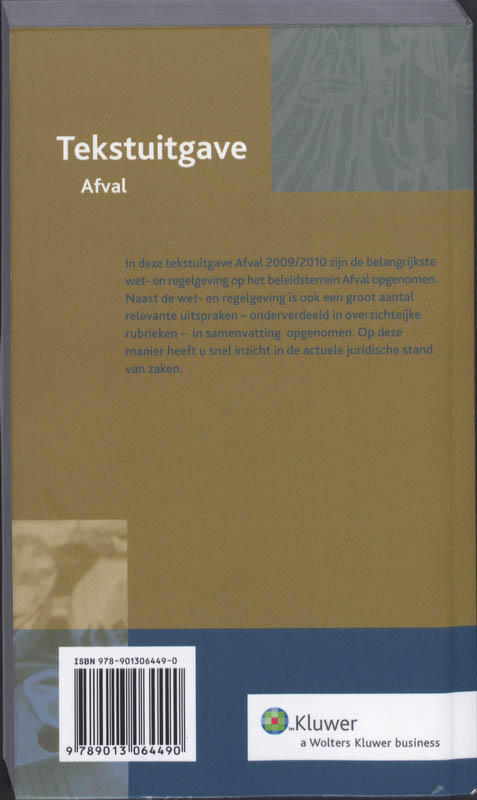Achterkant van Tekstuitgave Afval 2009/2010