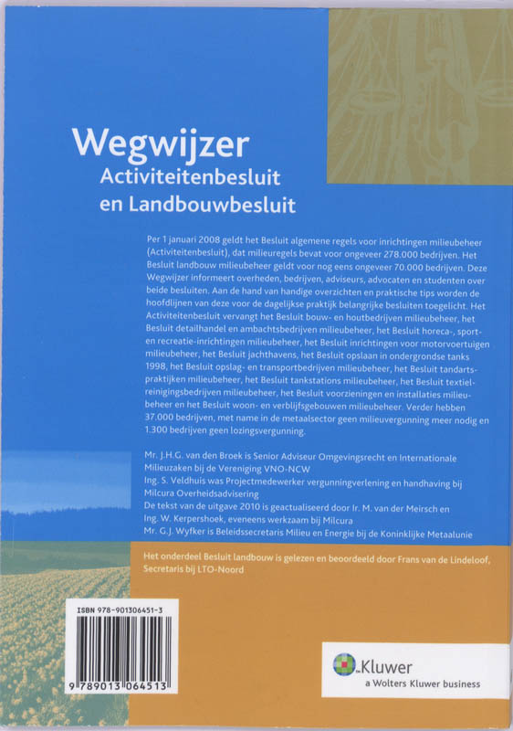 Achterkant van Wegwijzer Activiteitenbesluit en landbouwbesluit 2010