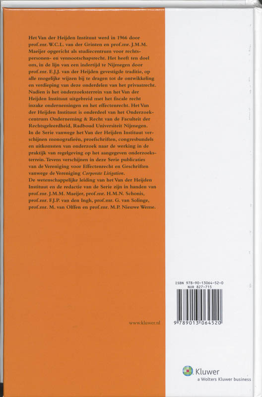 Achterkant van Geschriften vanwege de Vereniging Corporate Litigation 2008-2009