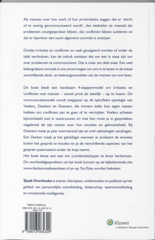 Achterkant van Beter communiceren met denkers, voelers en doeners