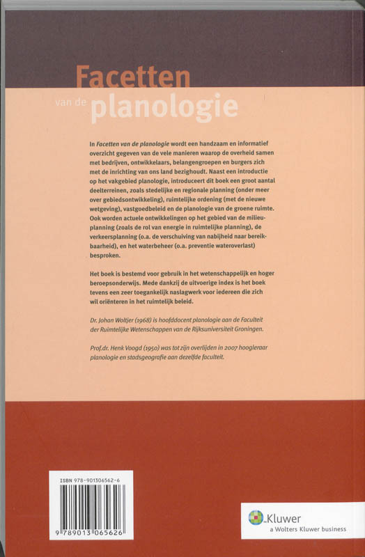 Achterkant van Facetten van de planologie