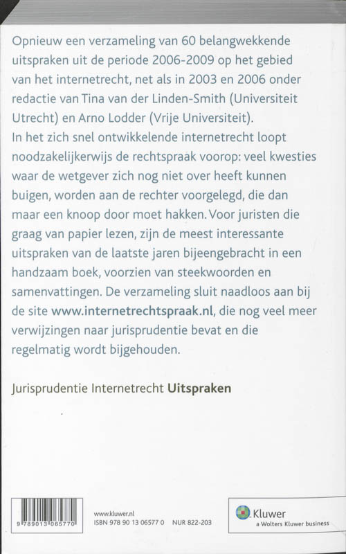 Achterkant van Jurisprudentie Internetrecht