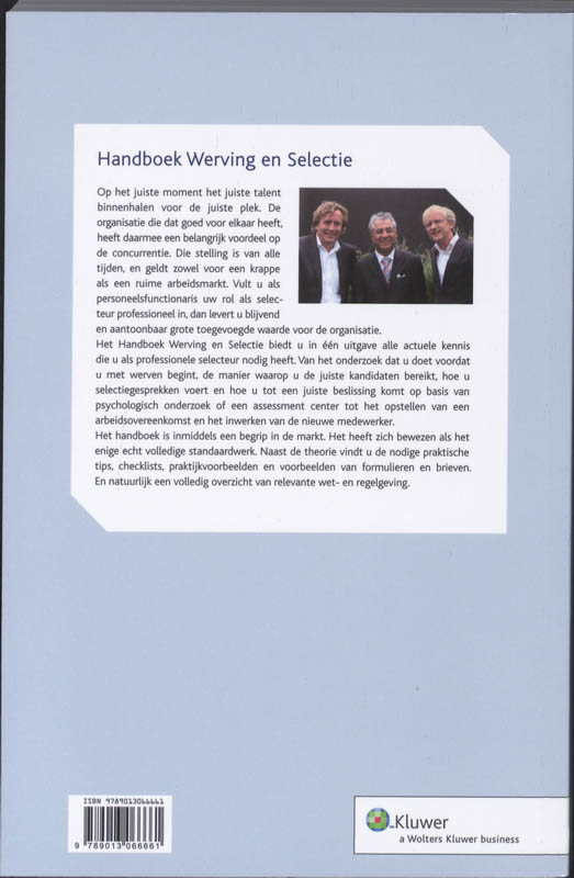 Achterkant van Handboek Werving en selectie