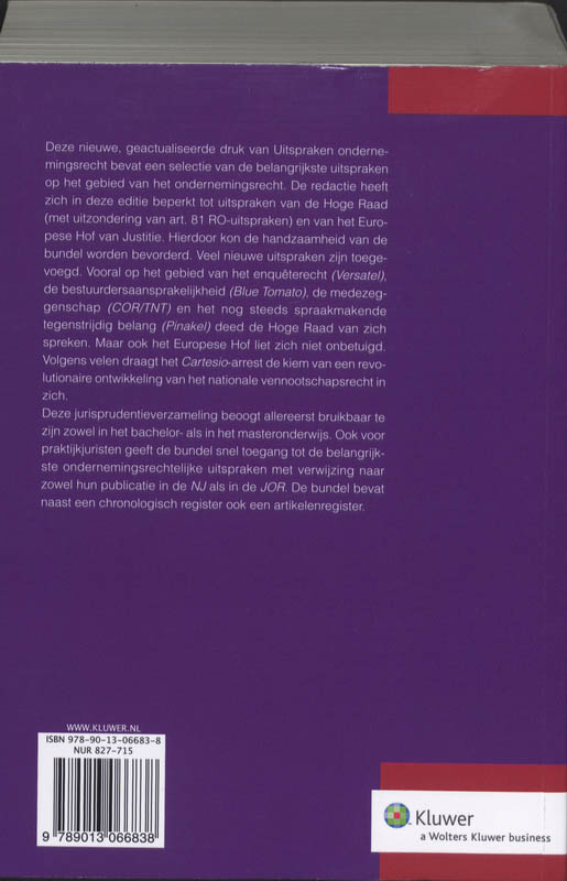 Achterkant van Uitspraken ondernemingsrecht, 2009