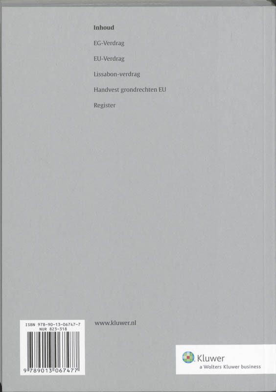 Achterkant van Wetteksten Europese Gemeenschap/Europese Unie