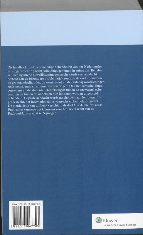 Achterkant van Handboek Nederlands Vermogensrecht bij scheiding Studenteditie