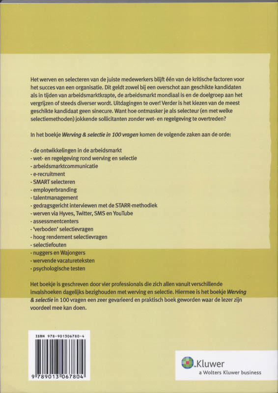 Achterkant van Werving en selectie in 100 vragen
