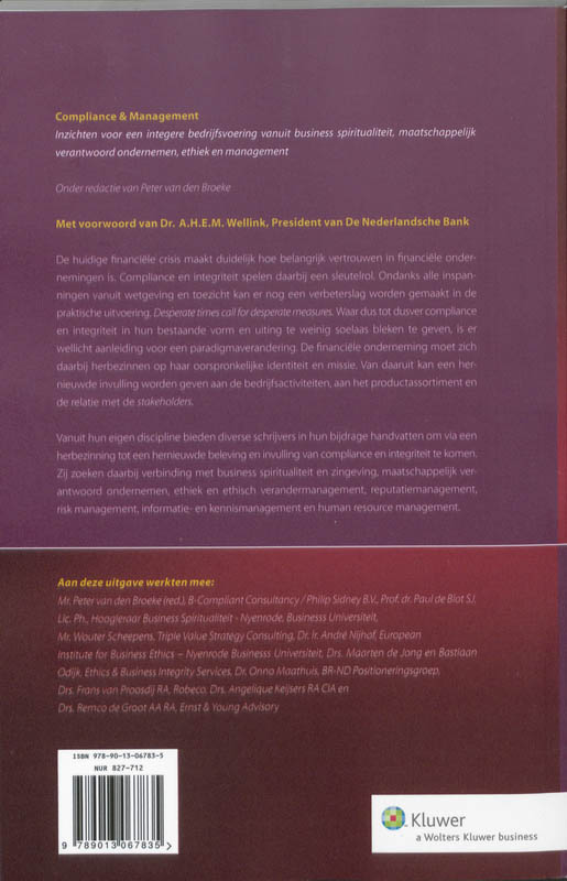 Achterkant van Compliance & Management