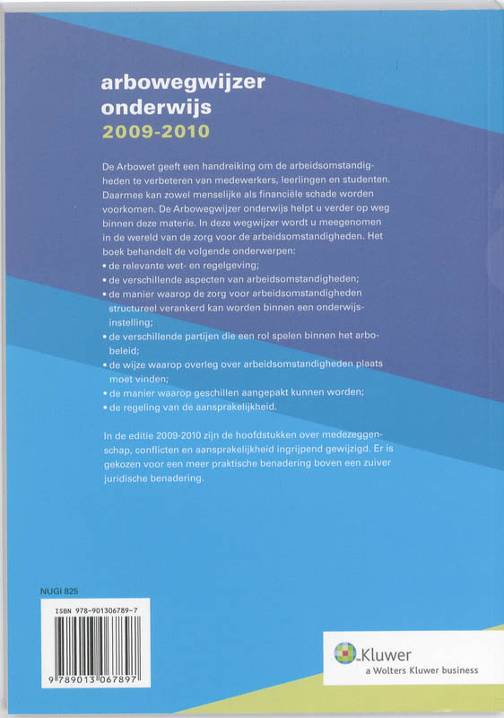 Achterkant van Arbowegwijzer Onderwijs 2009/2010