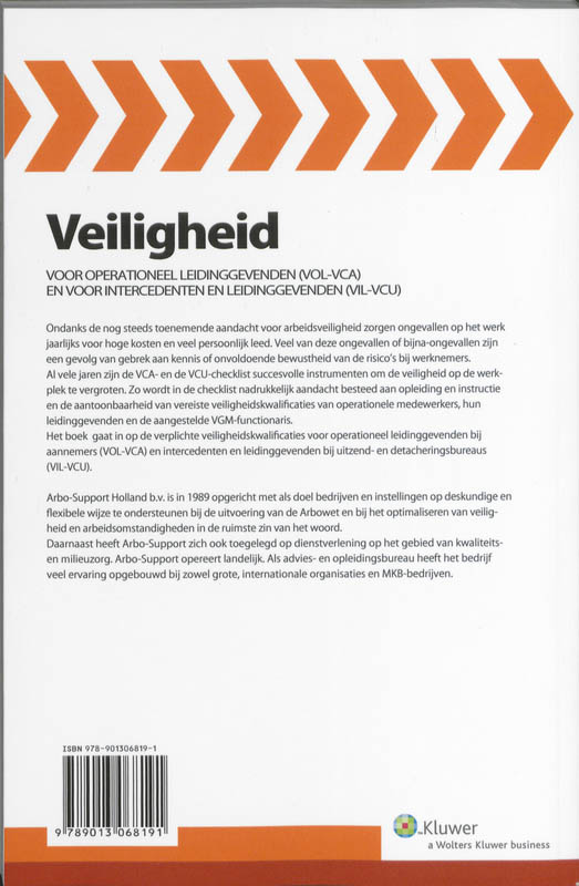 Achterkant van Veiligheid voor operationeel leidinggevenden (VOL-VCA) en voor intercedenten en leidinggevenden (VIL-VCU)