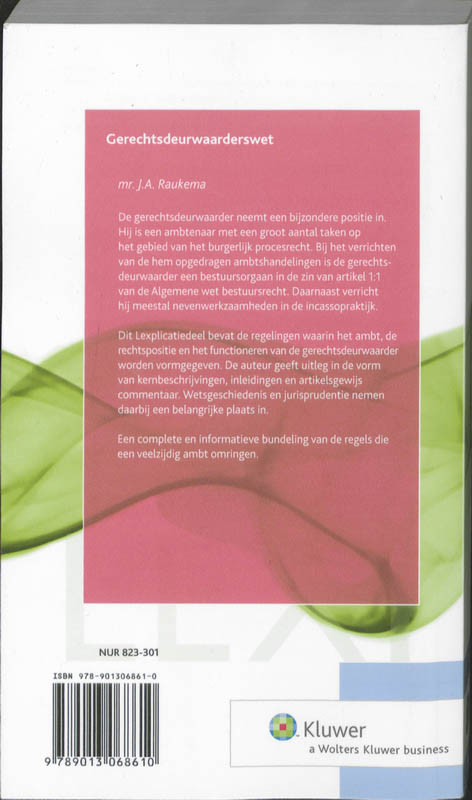 Achterkant van Gerechtsdeurwaarderswet