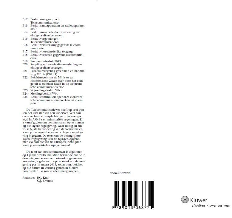 Achterkant van Telecommunicatie- en privacyrecht