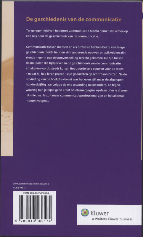 Achterkant van De geschiedenis van de communicatie