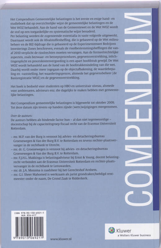 Achterkant van Compendium gemeentelijke belastingen en de Wet WOZ