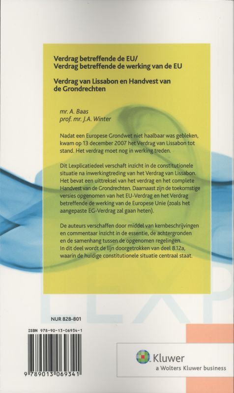 Achterkant van Verdrag betreffende de Europese Unie/Verdrag tot oprichting van de Europese Gemeenschap/Verdrag van Amsterdam/Verdrag van Nice II