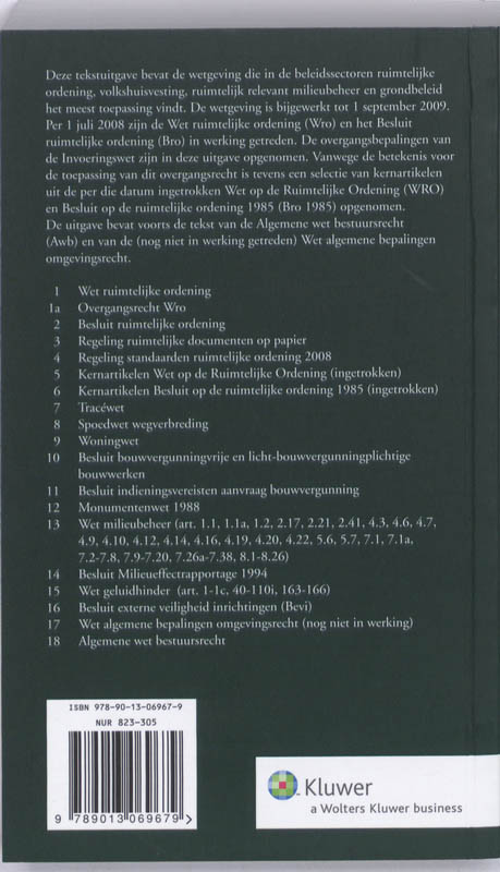 Achterkant van Tekstuitgave Ruimtelijk Bestuursrecht