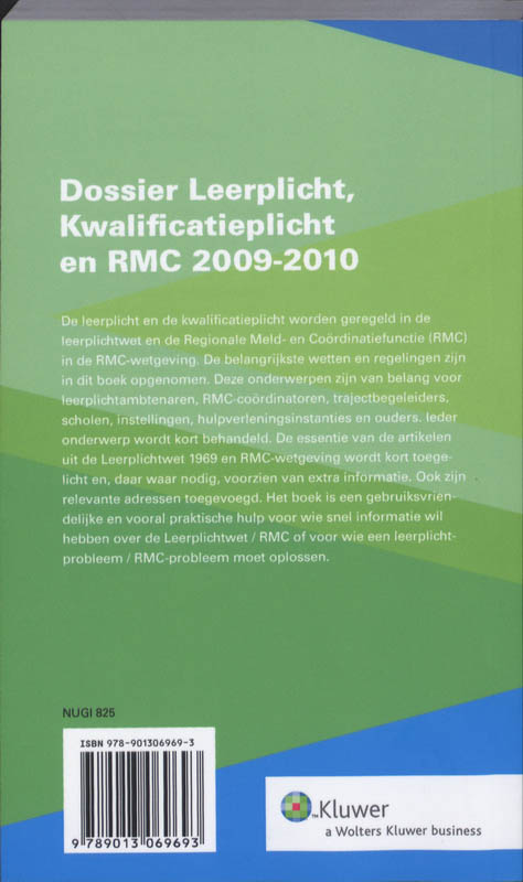 Achterkant van Dossier Leerplicht, Kwalificatieplicht en RMC