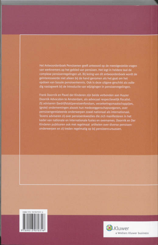 Achterkant van Antwoordenboek Pensioenen