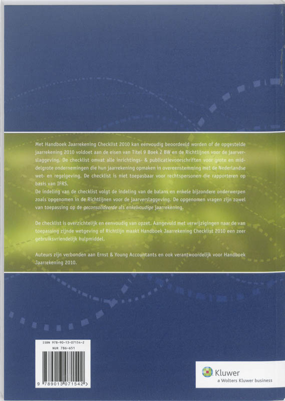 Achterkant van Handboek Jaarrekening checklist 2010