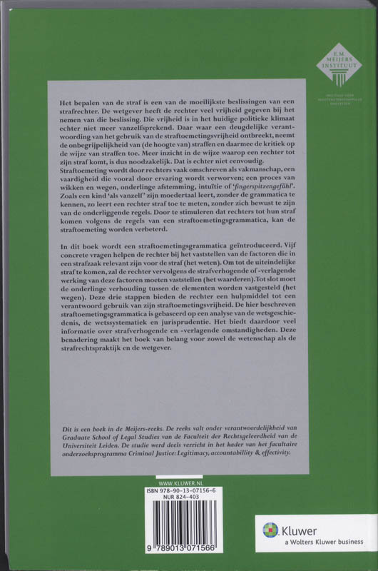 Achterkant van Verantwoorde straftoemeting