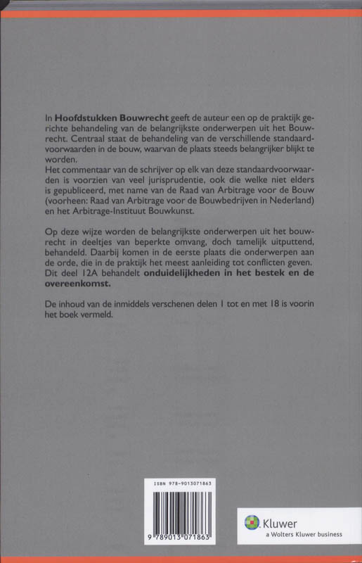 Achterkant van Hoofdstukken Bouwrecht 12A