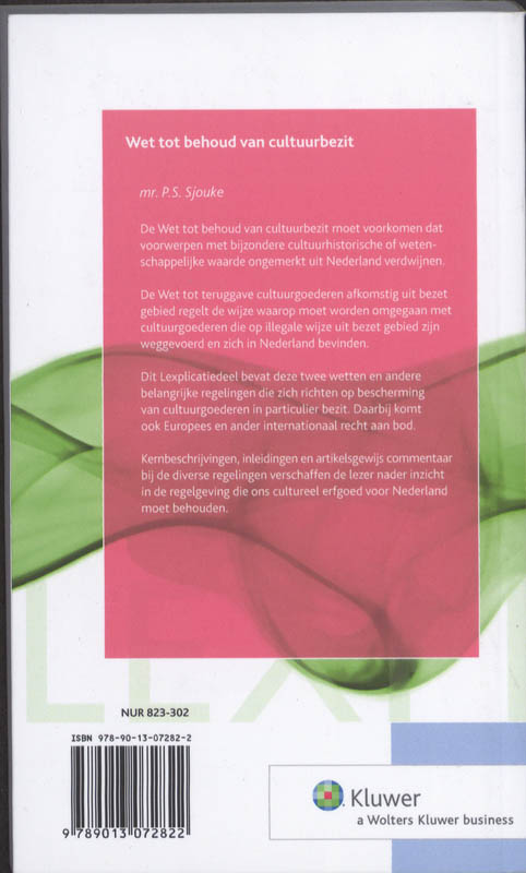 Achterkant van Wet tot behoud van cultuurbezit