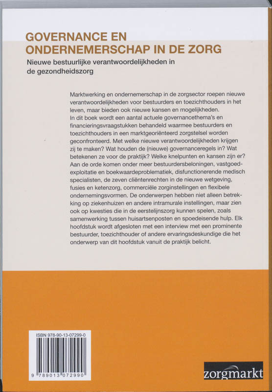 Achterkant van Governance en ondernemerschap in de zorg