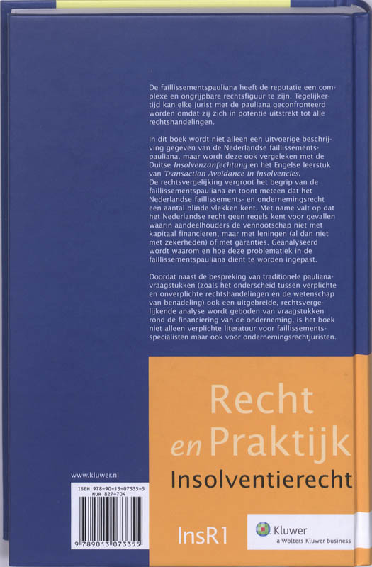 Achterkant van Faillissementspauliana, Insolvenzanfechtung & Transaction avoidance in insolvencies