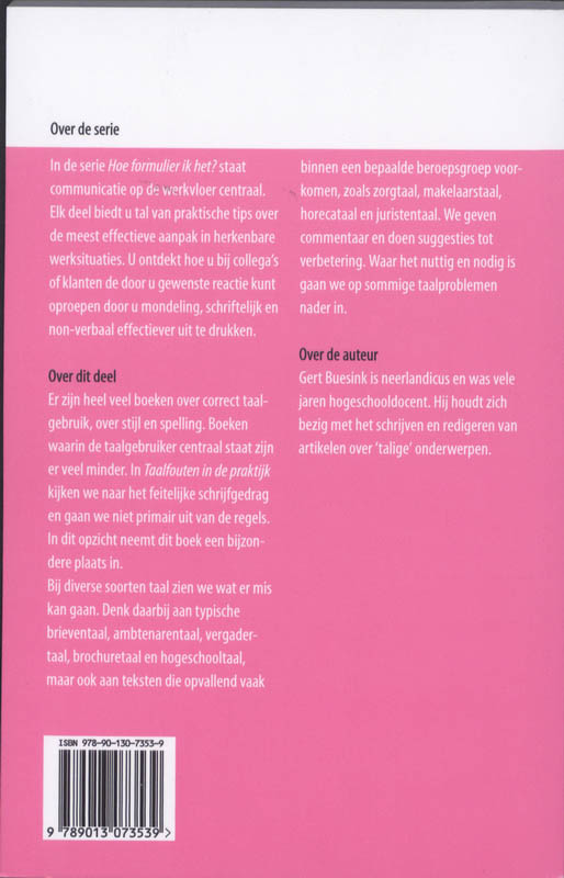 Achterkant van Taalfouten in de praktijk