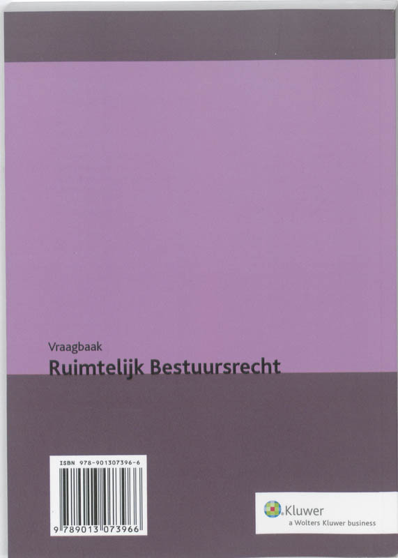 Achterkant van Vraagbaak Ruimtelijk Bestuursrecht 2011
