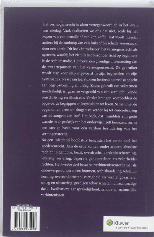 Achterkant van Zwaartepunten van het vermogensrecht