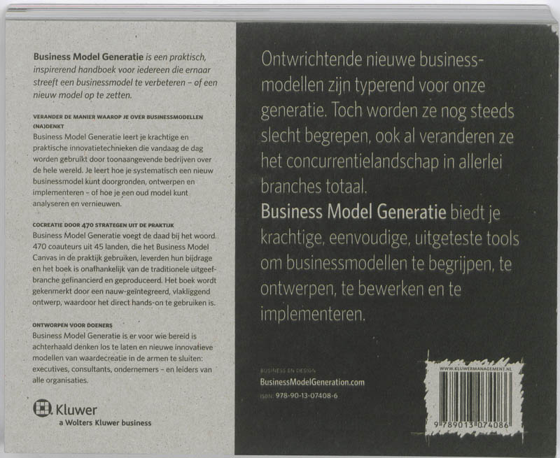 Achterkant van Business model generatie