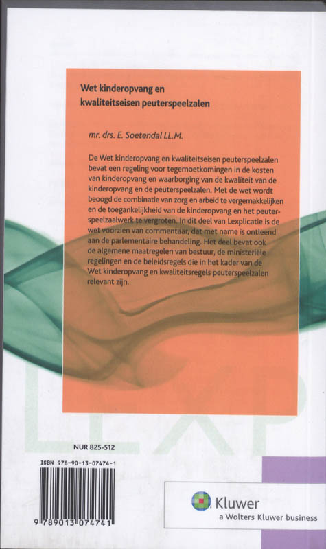 Achterkant van Wet Kinderopvang en kwaliteitseisen peuterspeelzalen