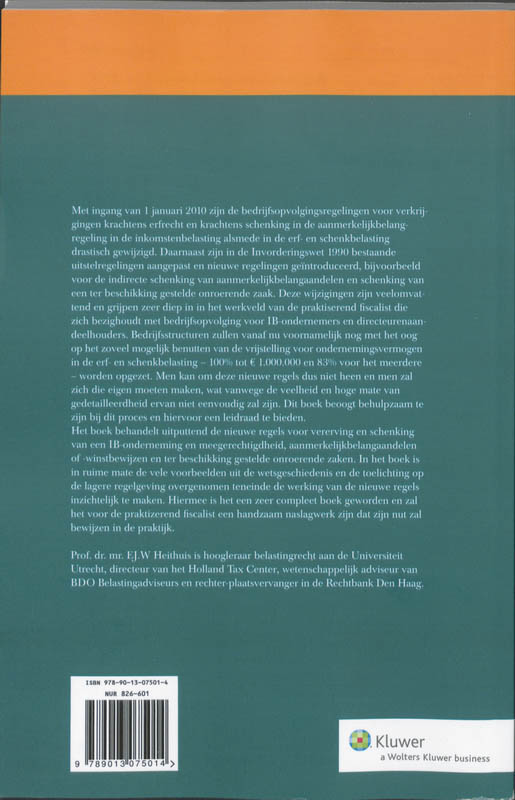Achterkant van Bedrijfsopvolging voor de IB-ondernemer en DGA in 2010